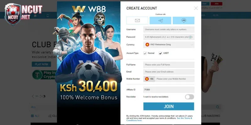 Điền form đăng ký W88 đúng theo mẫu 