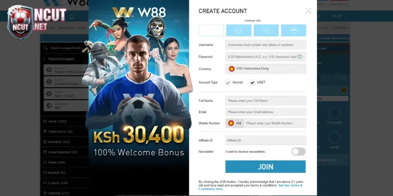 Cách thức đăng ký tài khoản W88 chi tiết